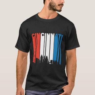 Camiseta Cincinnati Rojo Azul Blanco Retro Oh Skyline Long 