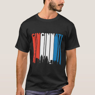 Camiseta Cincinnati Rojo Azul Blanco Retro Oh Skyline Long