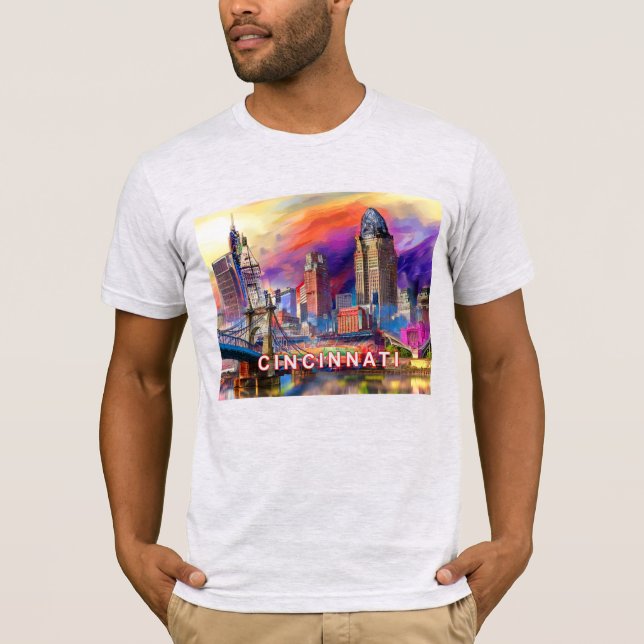 Camiseta Cincinnati Skyline Graffiti Art (Anverso)