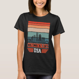Camiseta Cincinnati USA Ohio Retro Vintage Sunset Skyline C