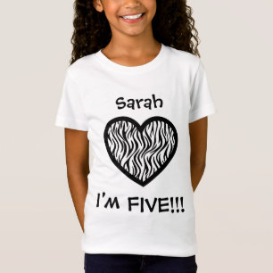 Camiseta Cinco años del 5to cumpleaños de corazón negro