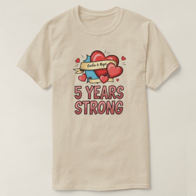 Camiseta Cinco Años Fuertes Personalizable (Diseño del anverso)