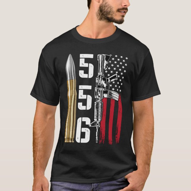 Camiseta Cinco Cinco Seis Para Hombres Gun Ammo Rango 5 56m (Anverso)