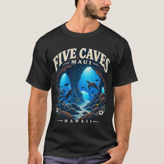 Camiseta Cinco Cuevas Maui Hawaii Buceo Cavernas de Lava
