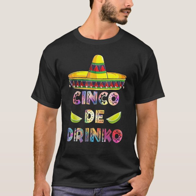 Camiseta Cinco De Drinko Cinco De Mayo Con Cactus De Guitar (Anverso)