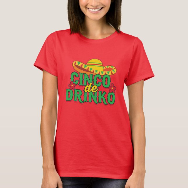 Camiseta Cinco de Drinko Fiesta Sombrero T-Shirt (Anverso)