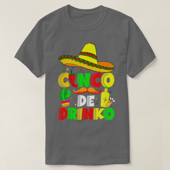 Camiseta Cinco De Drinko Margarita Sombrero México Cinco D (Diseño del anverso)