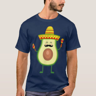 Camiseta Cinco De Mayo Aguacate Con Mustache Sombrero Funny