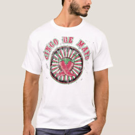 Camiseta Cinco de Mayo angustiado con pimientos y rayas