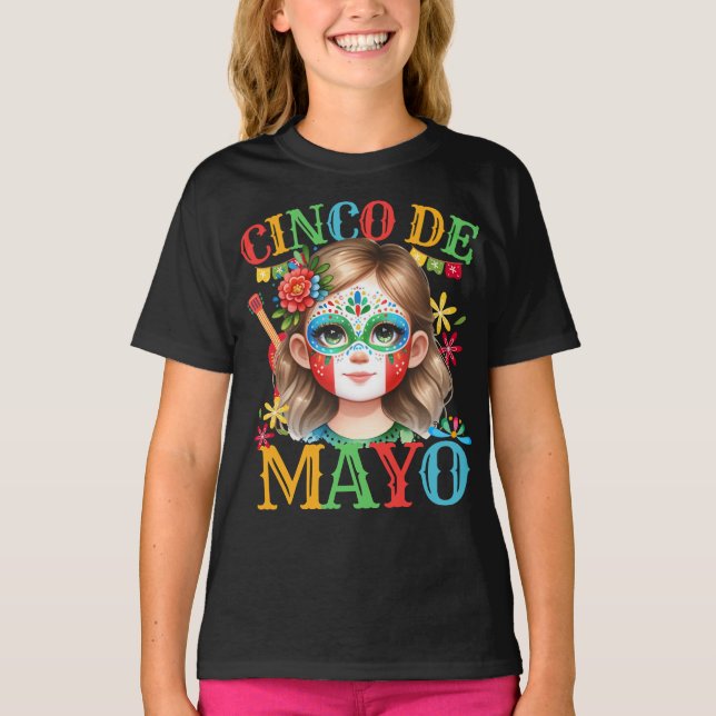 Camiseta Cinco De Mayo Anime Chica Bandera Mexicana Rostro (Anverso)