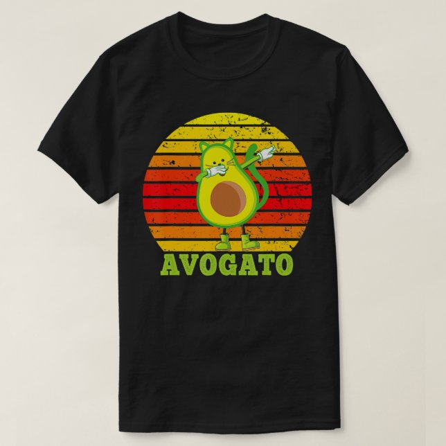Camiseta Cinco De Mayo, Avogato, Retro Doblando Gato Aguaca (Diseño del anverso)