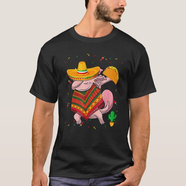 Camiseta Cinco De Mayo Axolotl Dabbing Poncho Sombrero Mexi (Anverso)