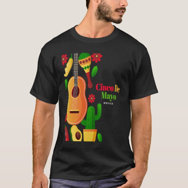 Camiseta Cinco De Mayo Burritos  Mexico Tacos and Avocado   (Anverso)