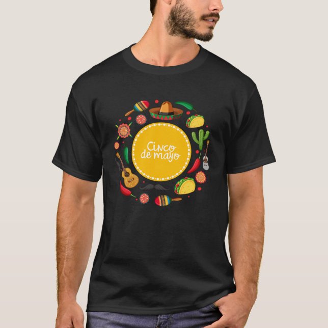 Camiseta Cinco De Mayo Burritos  Mexico Tacos and Avocado   (Anverso)