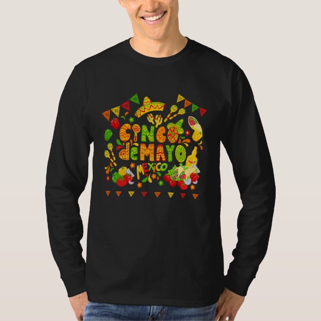Camiseta Cinco De Mayo Burritos  Mexico Tacos and Avocado   (Anverso)