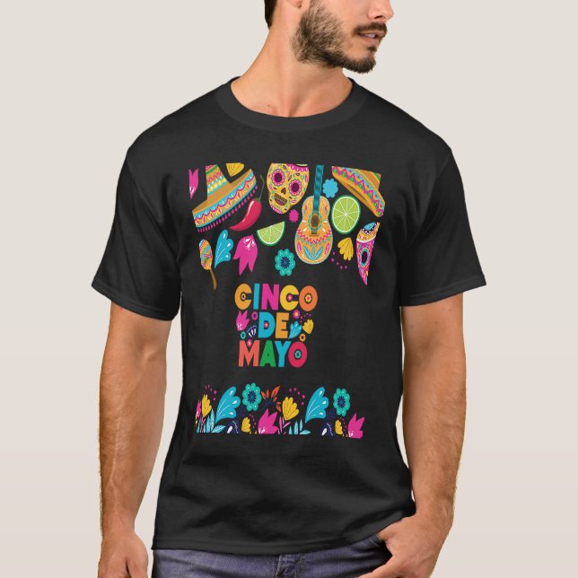 Camiseta Cinco De Mayo Burritos  Mexico Tacos and Avocado   (Anverso)