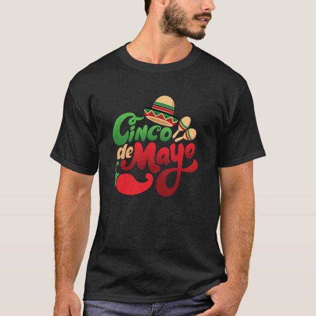 Camiseta Cinco De Mayo Burritos Mexico Tacos and Avocado  1 (Anverso)
