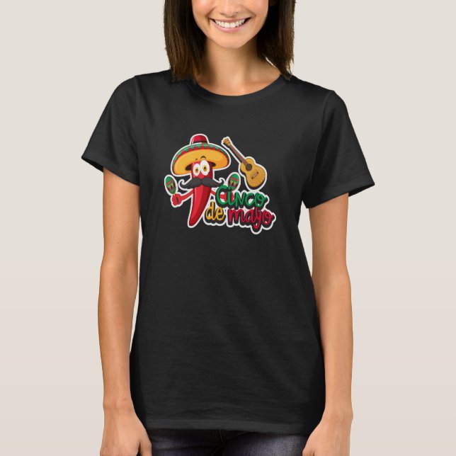 Camiseta Cinco De Mayo Burritos Mexico Tacos and Avocado  5 (Anverso)