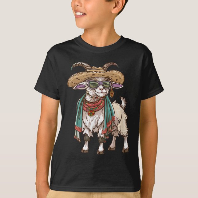 Camiseta Cinco De Mayo, Cabra Con Sombrero Y Poncho (Anverso)
