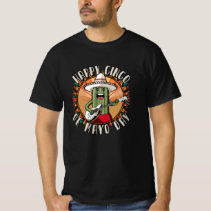 Camiseta Cinco De Mayo Cactus Mexicano Divertido Tocando Gu
