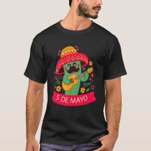 Camiseta Cinco De Mayo Cactus Tocando Guitarra 5 De Mayo