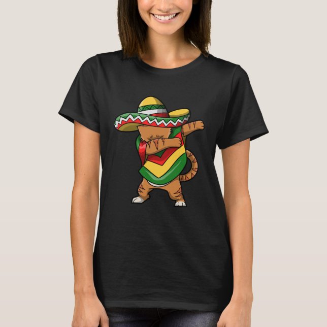 Camiseta Cinco De Mayo Cat Dabbing (Anverso)