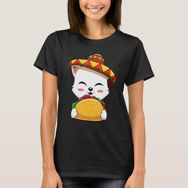Camiseta Cinco De Mayo Cat Sombrero Gorra Taco 1 (Anverso)