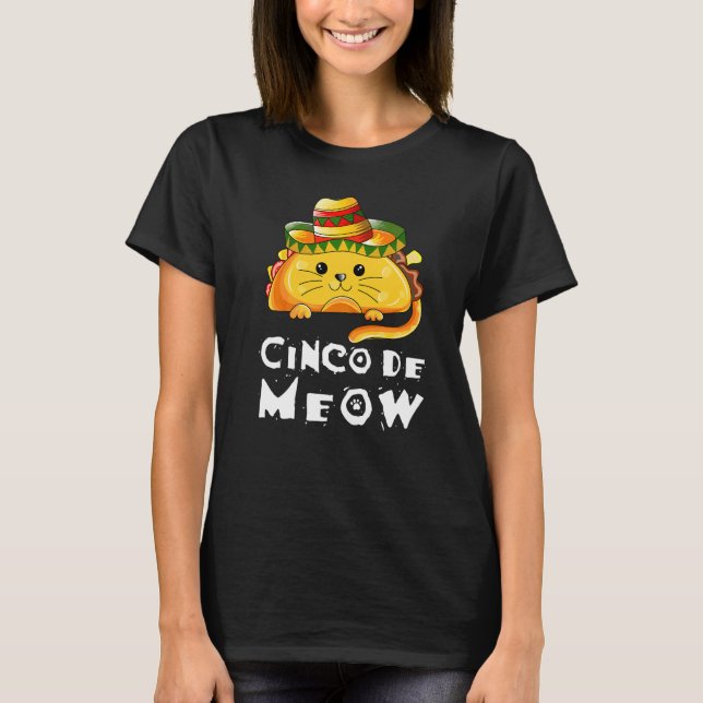 Camiseta Cinco De Mayo Cat Tacos Fiesta Mexicano (Anverso)
