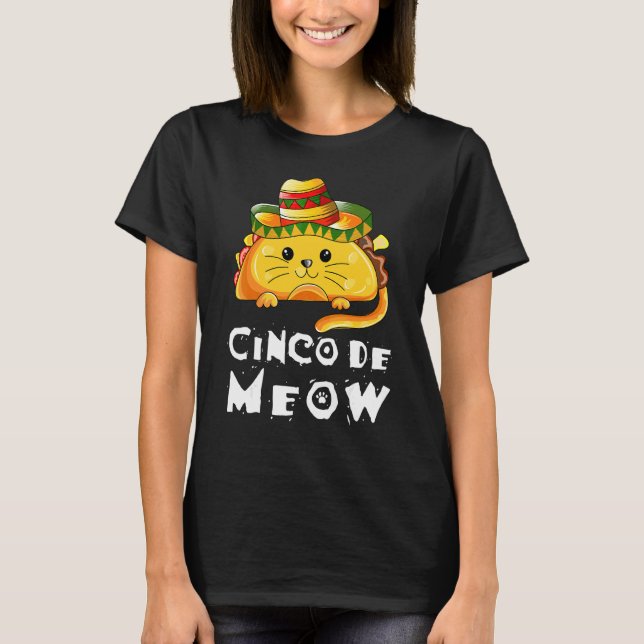 Camiseta Cinco De Mayo Cat Tacos Fiesta Mexicano (Anverso)