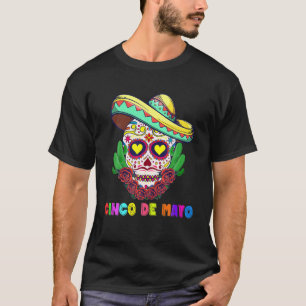 Camiseta Cinco De Mayo Cruz Mexicana Gafas de Sol Musta de