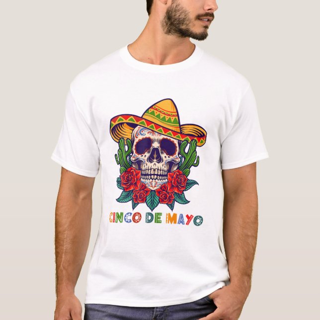 Camiseta Cinco De Mayo Cruz Mexicana Gafas de Sol Musta de  (Anverso)