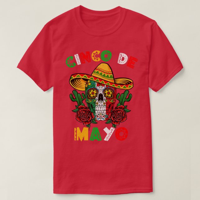 Camiseta Cinco De Mayo Cruz Mexicana Gafas de Sol Musta de  (Diseño del anverso)