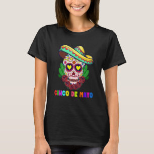 Camiseta Cinco De Mayo Cruz Mexicana Gafas de Sol Musta de