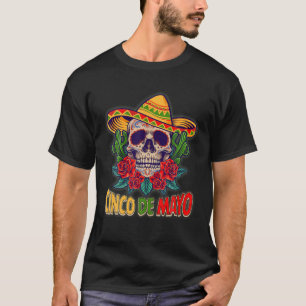 Camiseta Cinco De Mayo Cruz Mexicana Gafas de Sol Musta de 