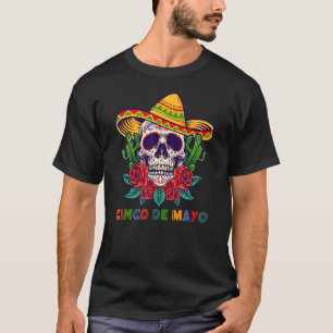 Camiseta Cinco De Mayo Cruz Mexicana Gafas de Sol Musta de 