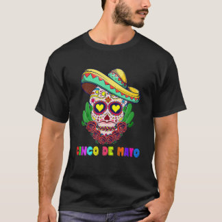 Camiseta Cinco De Mayo Cruz Mexicana Gafas de Sol Musta de