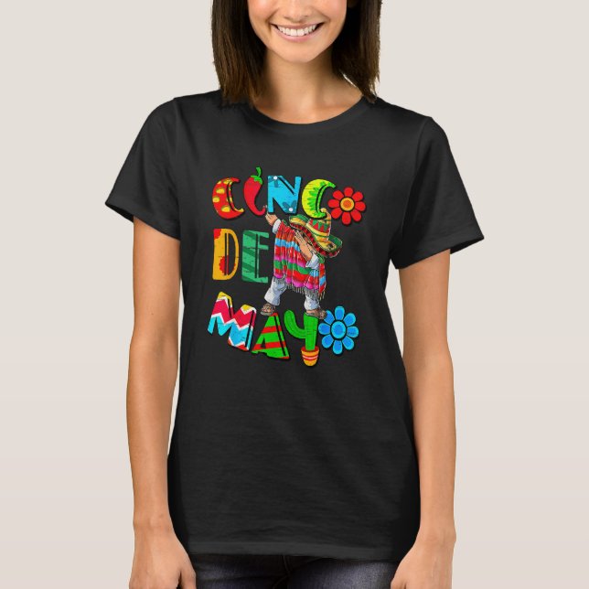 Camiseta Cinco De Mayo Dabbing Mexican Poncho Party Fiesta  (Anverso)