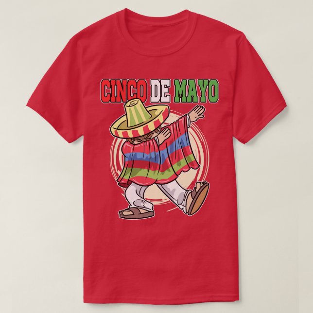 Camiseta Cinco De Mayo Dabbing Mexicano Poncho (Diseño del anverso)
