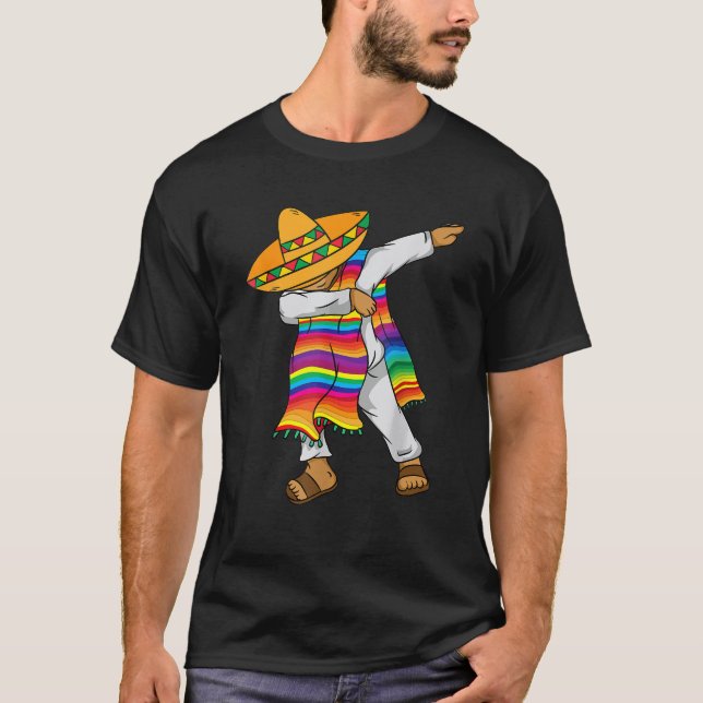 Camiseta Cinco De Mayo Dabbing Niños Poncho mexicanos peque (Anverso)