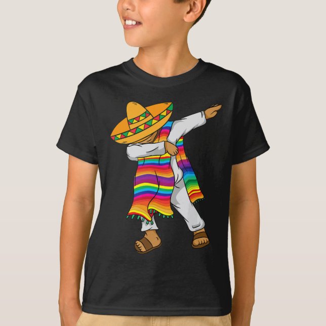 Camiseta Cinco De Mayo Dabbing Niños Poncho mexicanos peque (Anverso)