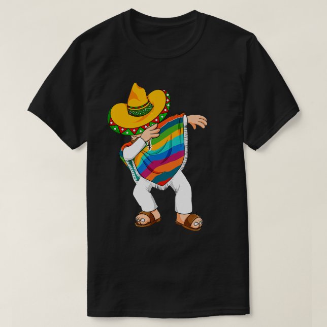 Camiseta Cinco de Mayo Dabbing Poncho Sombrero Funny Mexica (Diseño del anverso)