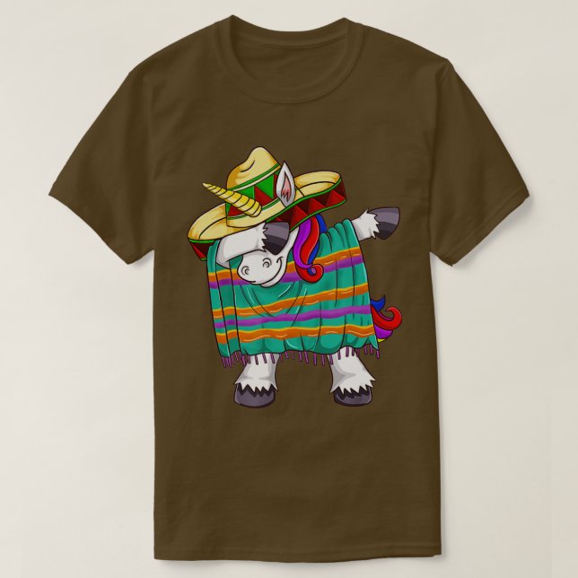 Camiseta Cinco De Mayo Dabbing Unicorn Poncho Sombrero Mexi (Diseño del anverso)
