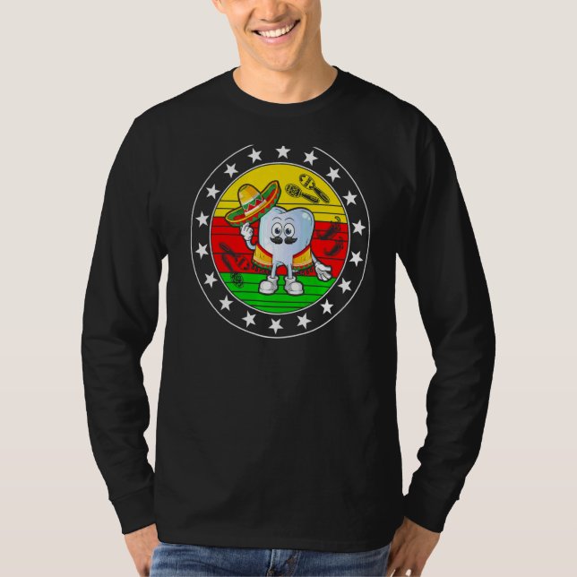 Camiseta Cinco De Mayo Dentista Mexicano Dentario Floral (Anverso)