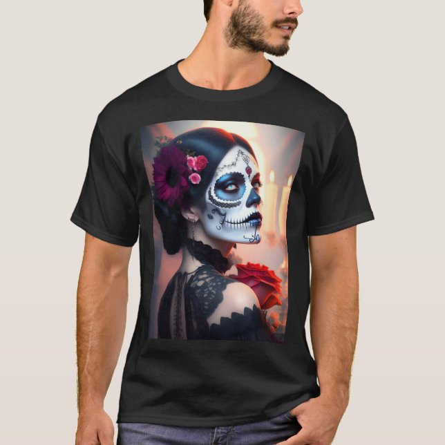 Camiseta Cinco de Mayo: Día de la Bella Muerta con ARTE Ros (Anverso)