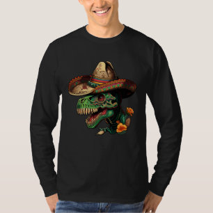 Camiseta Cinco de mayo Dinosaurio Mexicano Calavera de Azúc