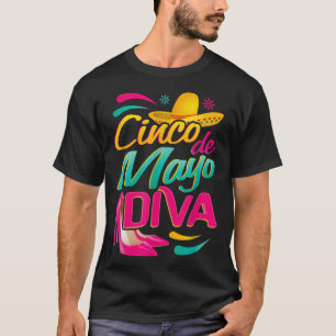 Camiseta Cinco De Mayo Diva Con Sombrero Y Fusco De Cocina