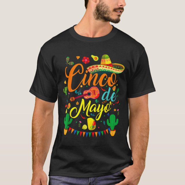 Camiseta Cinco de mayo divertida fiesta mexicana de cumplea (Anverso)