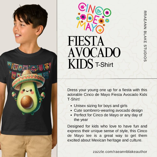 Camiseta Cinco de Mayo Fiesta Avocado Kids T-Shirt (Subido por el creador)