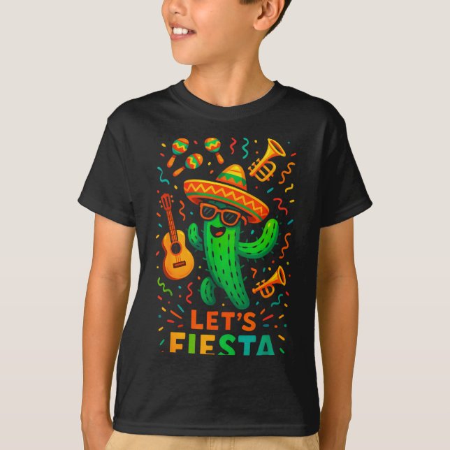 Camiseta Cinco de mayo fiesta divertida de cactus mexicano  (Anverso)