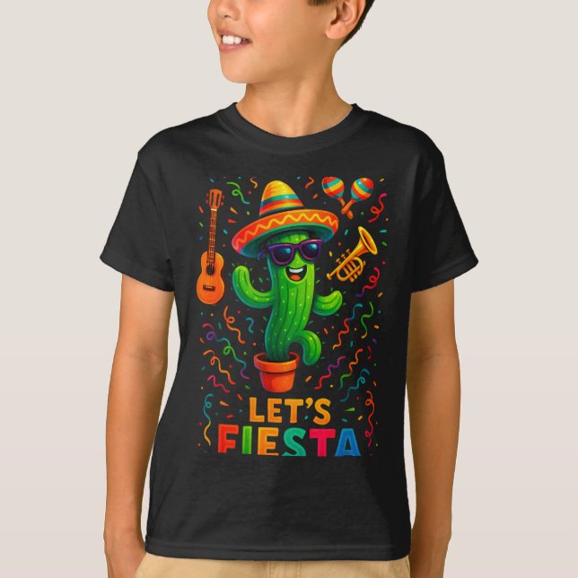 Camiseta Cinco de mayo fiesta divertida de cactus mexicano  (Anverso)